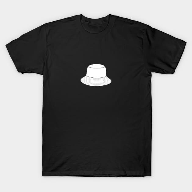 White Bucket Hat Design T-Shirt by Lauren Cude
